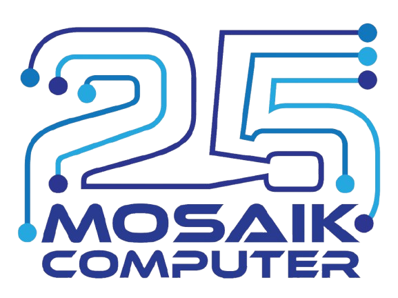 mosaik computer 25 year logo